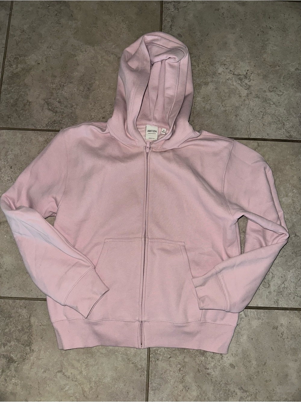 Aritzia Dusty Pink Sweatfleece Zip Hoodie